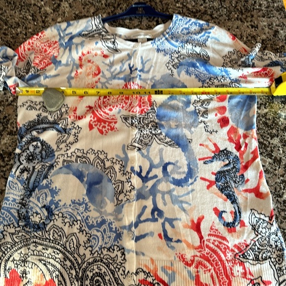 Christopher & Banks Unique Sea-life Print Cardigan Lightweight Sz M cotton - Picture 12 of 14
